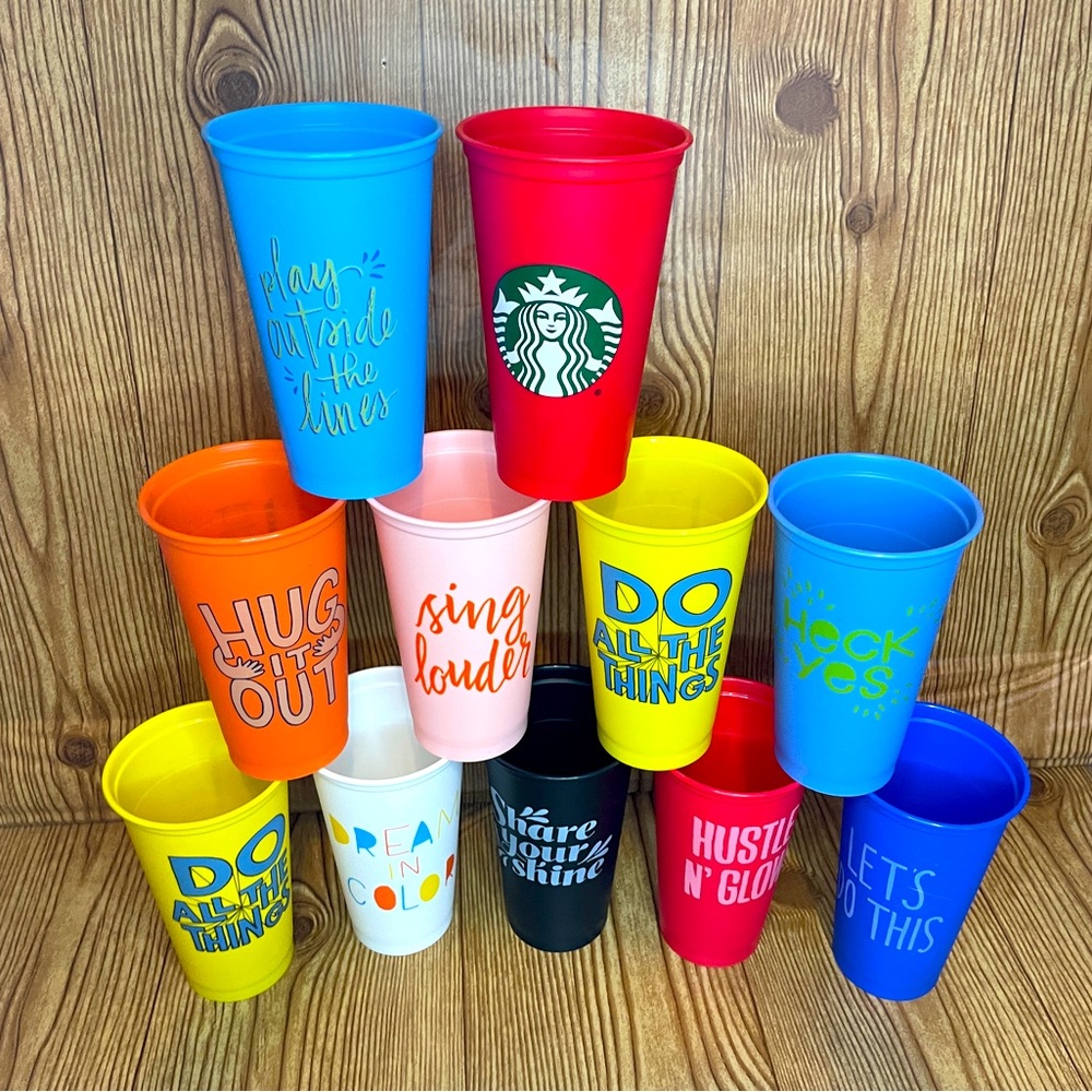Starbucks reusable hot coffee cups set of 11 no lids EUC